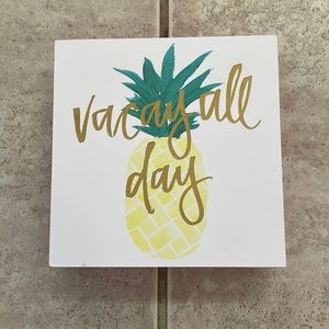 vacay all day pineapple pink and yellow block decoration